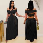 Party Dress Manufacturer - Custom One Shoulder See Through Mesh Maxi Dress