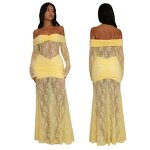 Evening Dress Manufacturer - Custom See Through Lace Stretchy Long Sleeve Dress