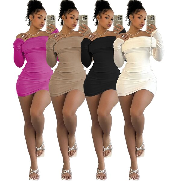 Sexy Mini Dress Manufacturer - 2024 New Off Shoulder Silk Party Club Dress