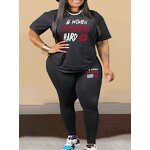 Plus Size Activewear Set Manufacturer - Custom Printed Shirt High Waist Leggings