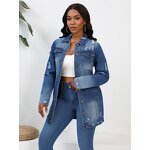 Denim Jacket Manufacturer - Wholesale Oversize Heavy Denim Jacket with Holes