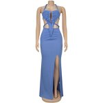 Maxi Dress Manufacturer - Wholesale Solid Halter Knitted Split Beach Dress