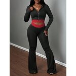 Women Knit Set Manufacturer - Custom Lace Patchwork Hooded Jacket Pants Set