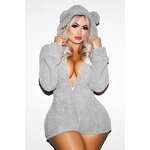Women Romper Manufacturer - Winter Furry Long Sleeve Cute Sleepwear Jumpsuit