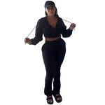 Women Sweatsuit Manufacturer - Wholesale Hoodie Crop Top Jogger Pants Set