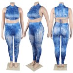 Plus Size Two-Piece Set Manufacturer - New Arrival Denim Printed Two-Piece Set