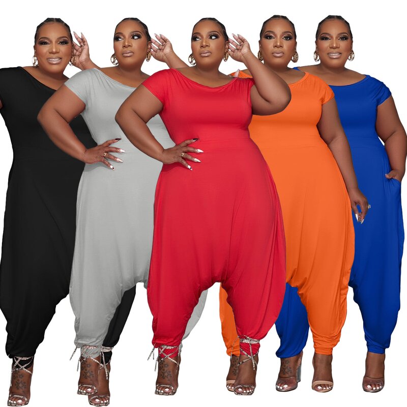 Plus Size Jumpsuit Manufacturer - Wholesale Wide Leg Romper Bodysuit 4XL