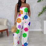 Women Jumpsuit Manufacturer - 2025 Elegant African Print Strapless Wide-leg Jumpsuit