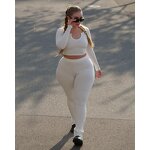 Plus Size Pants Set Manufacturer - 2024 Spring Solid V-neck Two-Piece Set