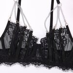 Lingerie Set Manufacturer - Custom Black Red Chain Bra Panty Valentine Set