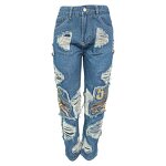 Women Jeans Manufacturer - Custom High Waist Vintage Broken Hollow Out Jeans