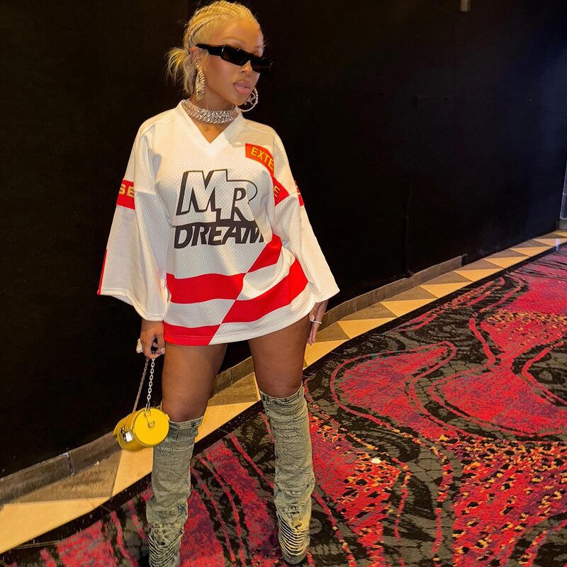 Women Blouse Manufacturer - Custom Contrast Color V Neck Loose Irregular Shirt