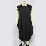 Plus Size Maxi Dress Manufacturer - Wholesale Loose Casual O Neck Pocket Dress