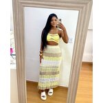 Beach Set Manufacturer - Wholesale Rainbow Colourful Halter Bra Long Skirt Set