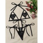 Lingerie Set Manufacturer - Wholesale Sexy Heart Mesh Bra Panty Set