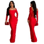 Party Dress Manufacturer - Custom Black Lace Splicing Long Sleeve Maxi Dress