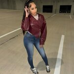 PU Leather Jacket Manufacturer - OEM Solid Cropped Streetwear Biker Jacket