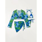 Swimsuit Set Manufacturer - Custom Transparent Lace Up Bikini 4 Piece Set