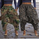 Women Pants Manufacturer - Wholesale Distressed Ripped Leopard Harem Pants