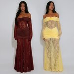 Evening Dress Manufacturer - Custom See Through Lace Stretchy Long Sleeve Dress