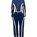 Women Set Manufacturer - 2025 Autumn Vintage Striped Patchwork Jacket Pants Set