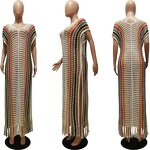 Beach Cover Up Manufacturer - Wholesale V Neck Knit Crochet Mesh Loose Dress