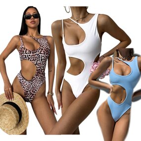 One Piece Swimwear Manufacturer - Custom Leopard Print Asymmetrical Swimsuit