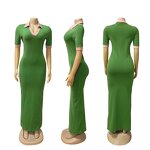 Maxi Dress Manufacturer - Bulk Wholesale Stretchy Polo Neck Long Dress
