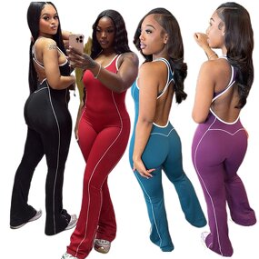Women Jumpsuit Manufacturer - 2025 Backless Yoga Butt-lifting Casual Jumpsuit