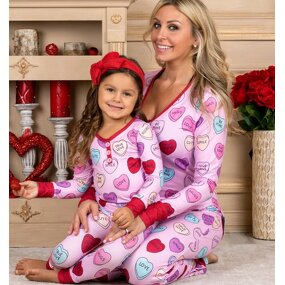 Pajama Set Manufacturer - Valentines Day Mother Daughter Matching Pajama Set