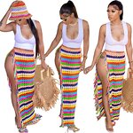 Beach Cover Up Manufacturer - Custom Crochet See Through Mesh Midi Skirt