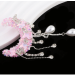 Bow Rhinestone Moon Shape Beads With Pearl Tassels DIY Beads for Pen Phone Keychain Necklace Accessories