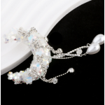 Bow Rhinestone Moon Shape Beads With Pearl Tassels DIY Beads for Pen Phone Keychain Necklace Accessories