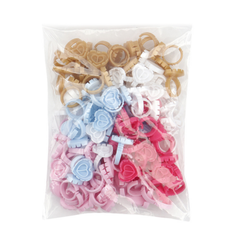 100pcs Per Pack Eyelash Glue Holder Disposable Heart Shape Glue Ring Volume Ring Eyelash Extension Tools