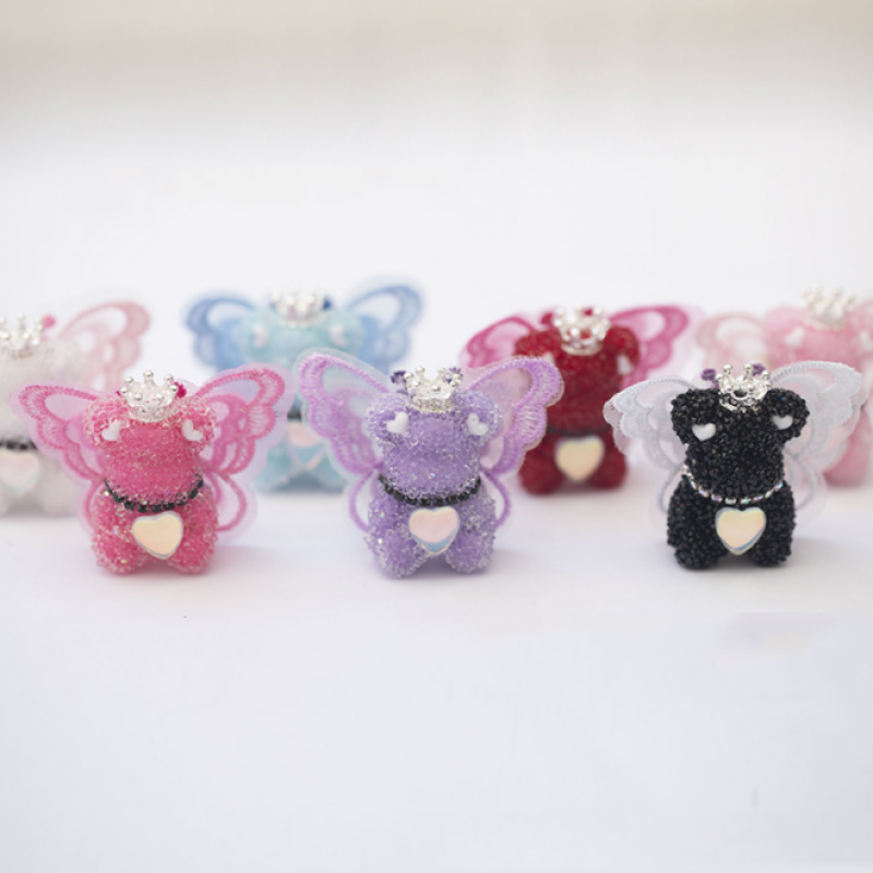 Crown Sugar Bear Beads Butterfly Angel Wings Rhinestone Bubblegum Beads for DIY Pen Chain Jewlery Making Accessories
