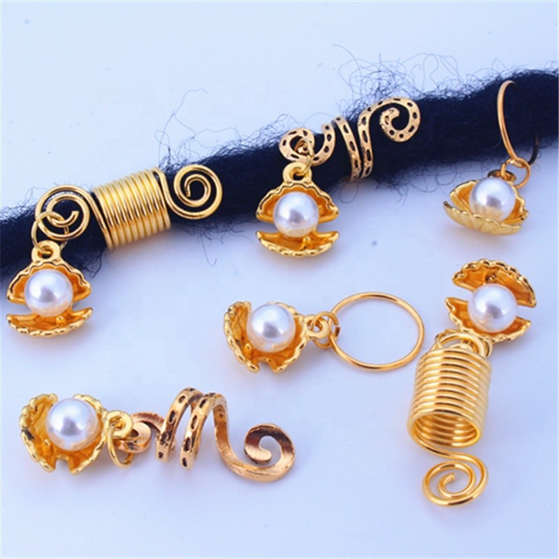 Hot Sale Beauty Metal Shell Shape Hair Coils Rings Dreadlocks Hair Braid Cuff for Synthetic Braid Hair Decoration Accessories