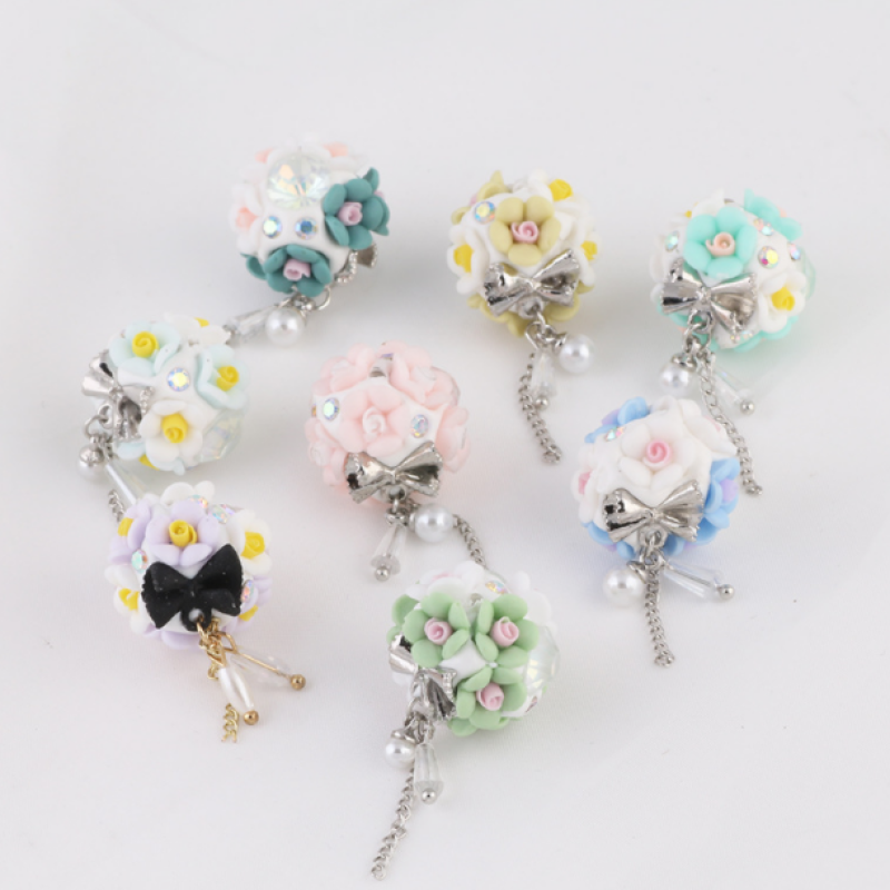 Glow-in-the-Dark Acrylic Straight Hole Ball Beads With Pendant Flower Bead for Pen DIY Phone Jewelry Accessories