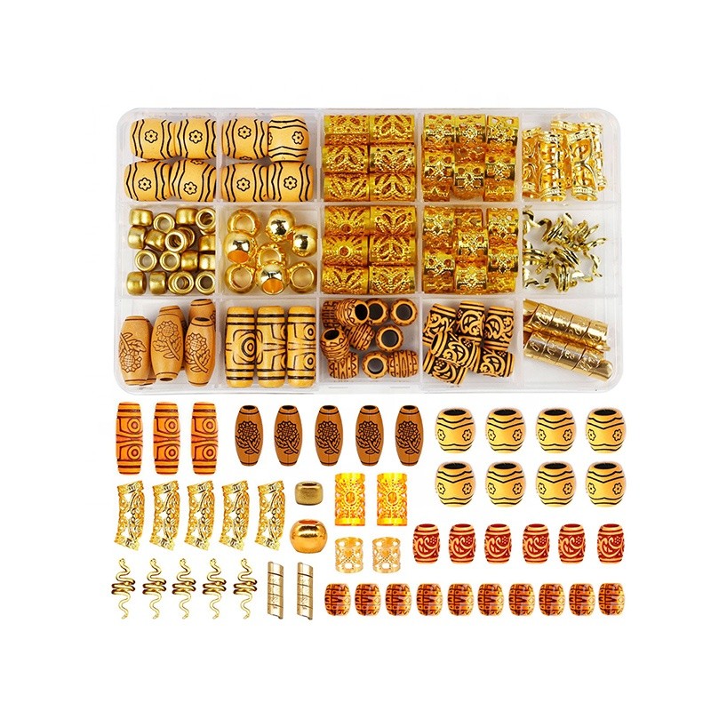 New 124pcs Braiding Hair Rings Jewelry for Braiding Hair Dreadlock Jewelry Hair Beads Braid Accessories