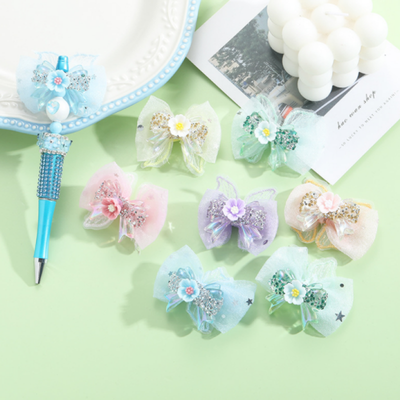 1pc Lace Bowknot Luxury Rhinestone Flower DIY Beads for Pen Phone Chain