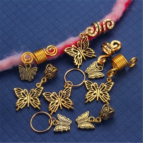 Wholesale Alloy butterfly Hair Beads Braid Locs Hair Accessories Jewelry for Dreadlocks Cuffs Charms