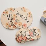 Baby Milestone Cards Manufacturer - 12 Pcs Laser Cut Eco-Friendly Wood Round Cards