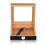 Cigar Humidor Manufacturer - Custom Small Dark Wooden Lacquer Glass Top Box
