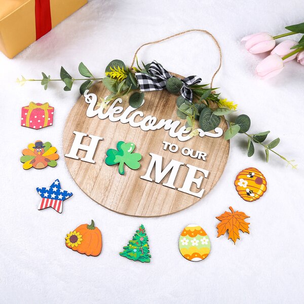 Wall Decor Manufacturer - Christmas Easter Rustic Engraved Flower Wooden Hanging