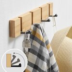 Wall Hooks Manufacturer - Multifunctional 5 Hooks Bamboo Wall Mounted Coat Hanger