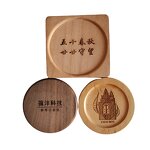 Wood Coaster Set Manufacturer - 6 Pcs Walnut Beech Round Laser Engraved Set