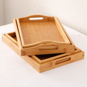 Bamboo Tray Manufacturer - Wholesale Modern Engraved Rectangle Food Dessert Tray