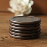 Wood Coaster Set Manufacturer - 6 Pcs Walnut Beech Round Laser Engraved Set