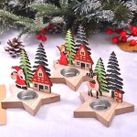 Wooden Candle Holder Manufacturer - Custom Snowflake Deer Christmas Tree Tealight