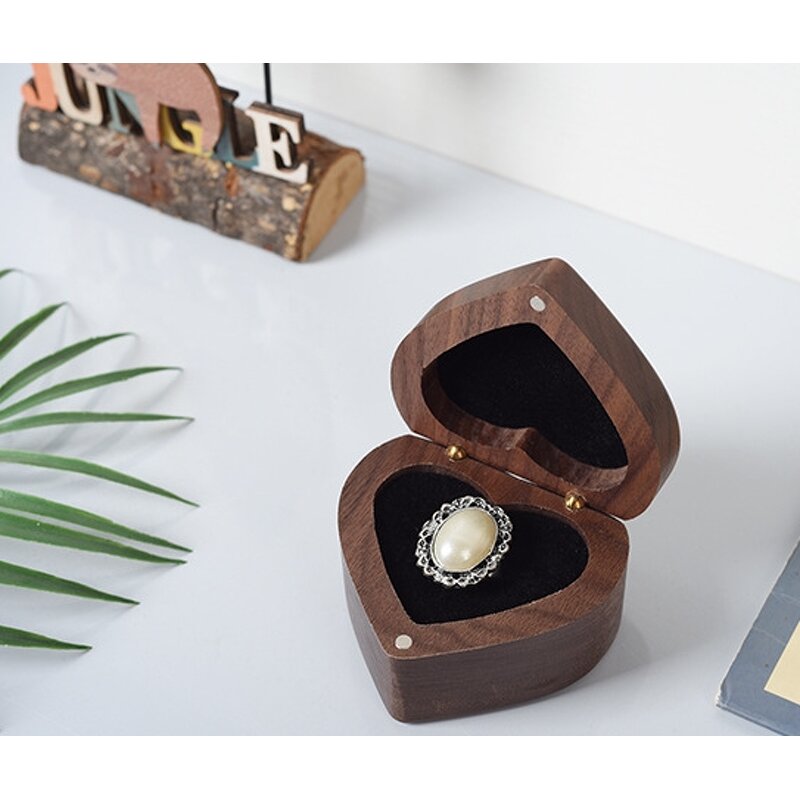Wood Ring Box Manufacturer - Custom Luxury Heart Shape Wedding Proposal Box