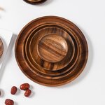 Serving Tray Manufacturer - Eco-Friendly Round Acacia Wood Cutlery Decorative Tray